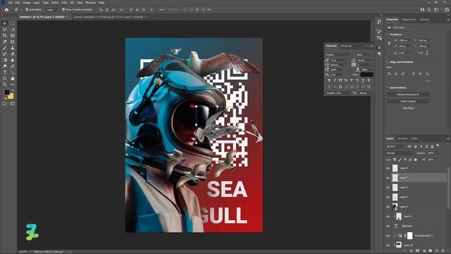 Trend Typography Poster Seagull - Tutorial Photoshop CC 2022 смотреть онлайн