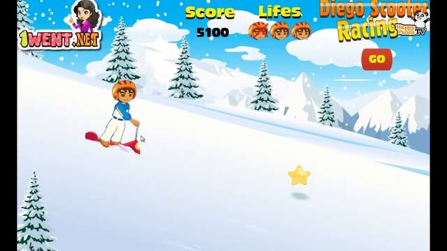 Dora The Explorer Online Games - Diego Scooter Racing - Winter Game For Kids смотреть онлайн