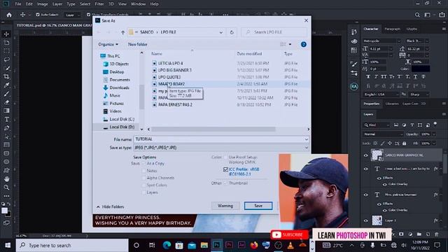 Photoshop Tutorial - How to Save JPG, JPEG, PNG & PSD File смотреть онлайн