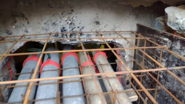 Установка гильз вводов электро кабелей с инъектированием системы Sika Fuko Eco 1