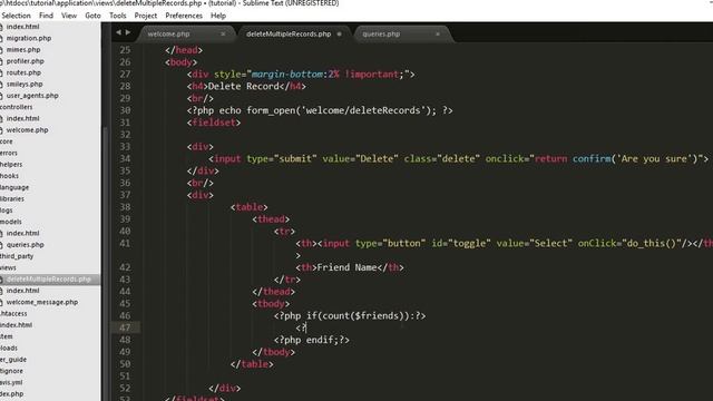 How to Delete Multiple Records From Server using PHP Codeigniter смотреть онлайн