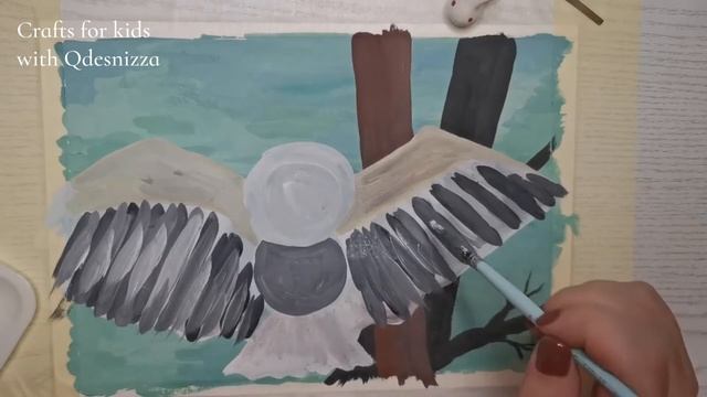 Сова в заснеженном лесу. Рисование красками для детей. Гуашь. DIY смотреть онлайн