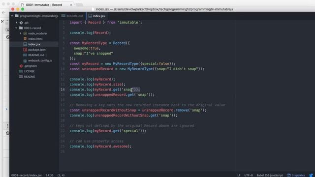 ImmutableJS Record API - ProgrammingTIL immutablejs video tutorial screencast 0001 смотреть онлайн
