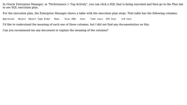 Documentation on the SQL execution plan page in Oracle Enterprise Manager (Oracle 10g) смотреть онлайн