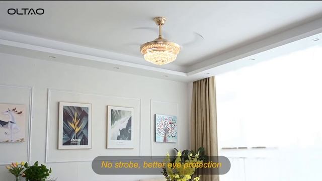 Oltao Auric Invisible Ceiling Fan Chandelier with Light, Remote Control 4 Retractable ABS Blades смотреть онлайн