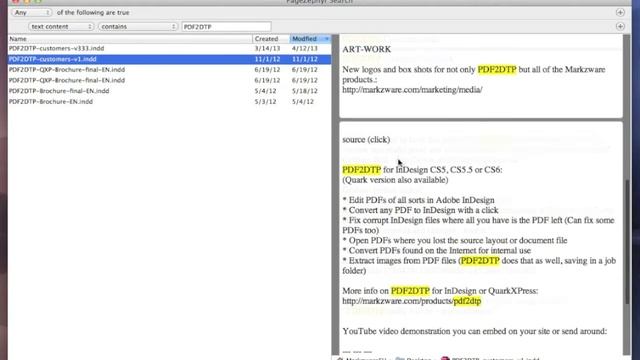 PageZephyr SEARCH for InDesign - (application for the Mac) смотреть онлайн
