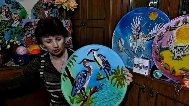 Готовая вышивка гладью / СИНИЕ ЖУРАВЛИ / Обзор художественной вышивки. Рукоделие своими руками. смотреть онлайн