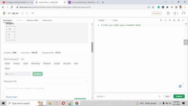 FAANG TASK#04 Article Views 1 Solution | TOP SQL 50 SOLVED QUESTION | LEETCODE | Tuitions Tonight смотреть онлайн
