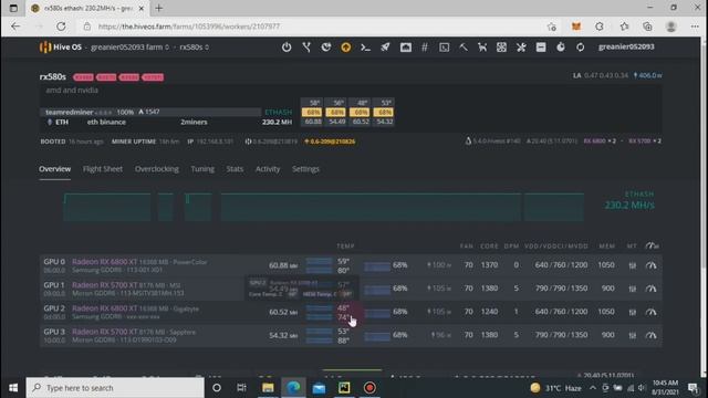 RX 6800 XT 60.5 mh/s at 100 Watts HIVE OS Settings смотреть онлайн