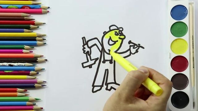 Нарисуй и разукрась СЛЕСАРЬ ДЯДЯ ВОВА!!!Мультик раскраска!Учение цвета! смотреть онлайн