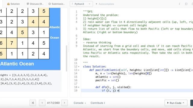 Pacific Atlantic Water Flow - Leetcode 417 - DFS - Python смотреть онлайн