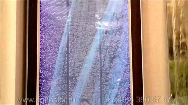 Пристенная пузырьковая панель с задним фоном и подсветкой. Наполнение – вода. смотреть онлайн