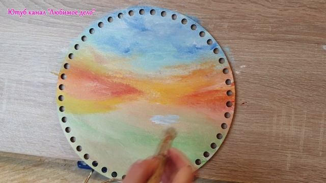 Пейзаж акриловыми красками на деревянном донышке смотреть онлайн