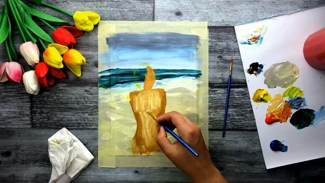 ДЕВУШКА И МОРЕ • Как нарисовать морской пейзаж • смотреть онлайн