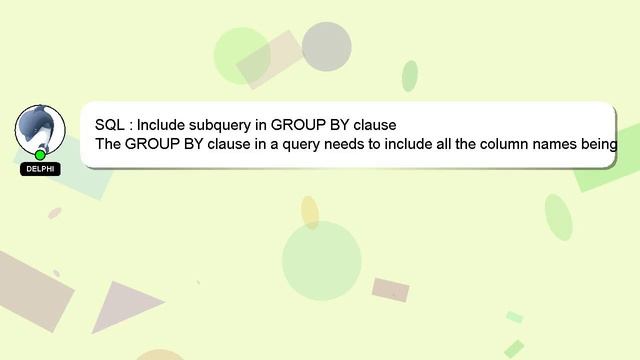 SQL : Include subquery in GROUP BY clause смотреть онлайн