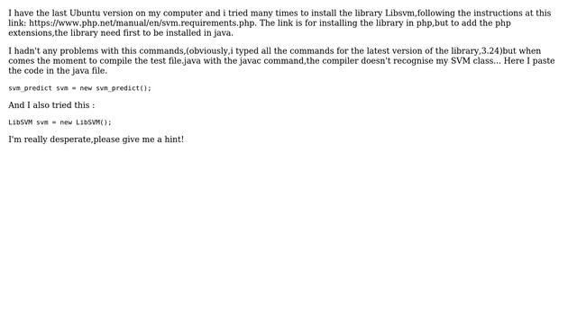 I can't install library LibSVM in java смотреть онлайн