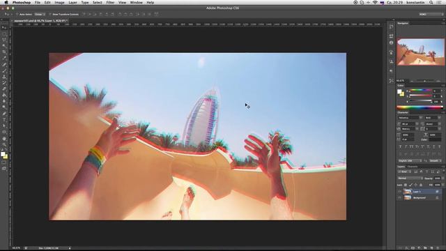 Как сделать эффект анаглифической стереокартинки в Фотошопе смотреть онлайн