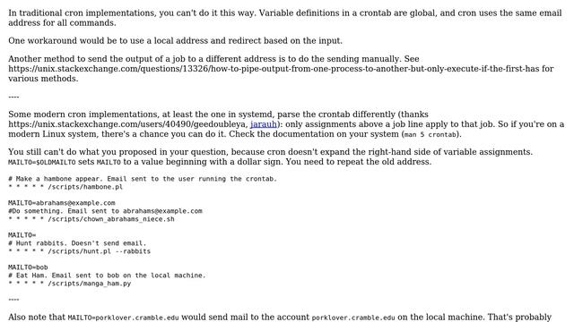 Unix & Linux: Crontab change MAILTO for only one specific job in Root's crontab (2 Solutions!!) смотреть онлайн