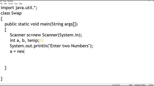 JAVA Program for SWAPPING of TWO Numbers Using a Third Variable смотреть онлайн
