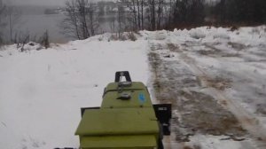 Отвал на тяжелом мотоблоке на гусеницах