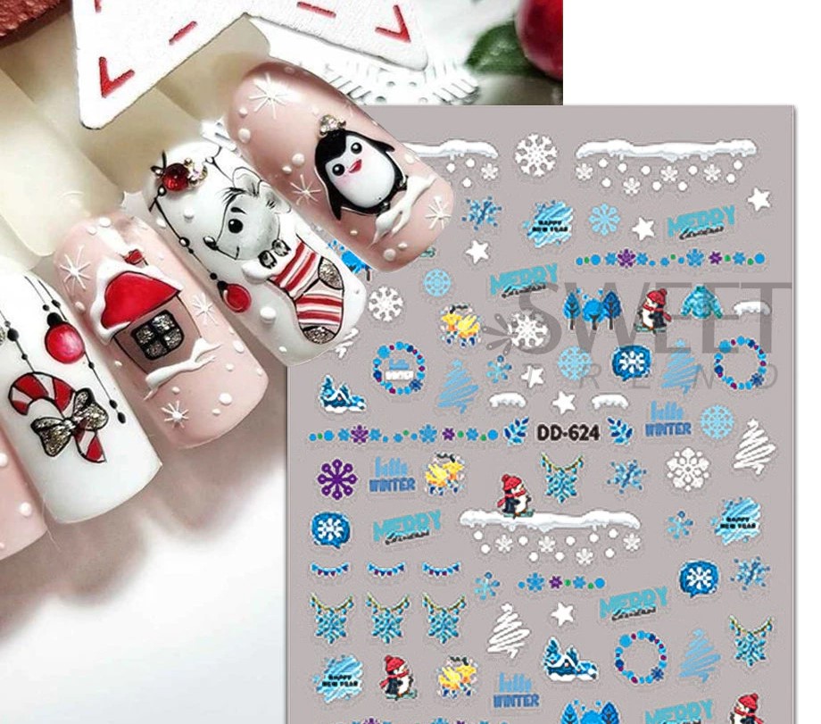 Рождественские наклейки на ногти