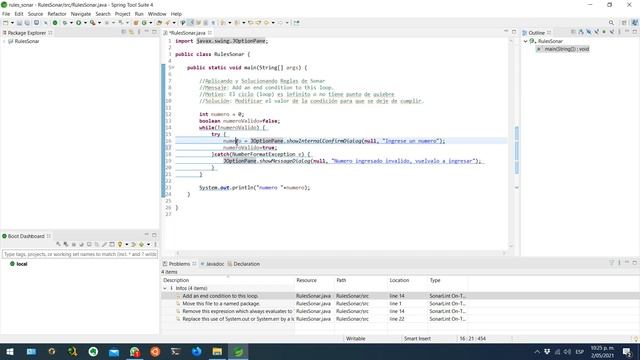 Solución (FIX): Sonar - Java: Add an end condition to this loop смотреть онлайн