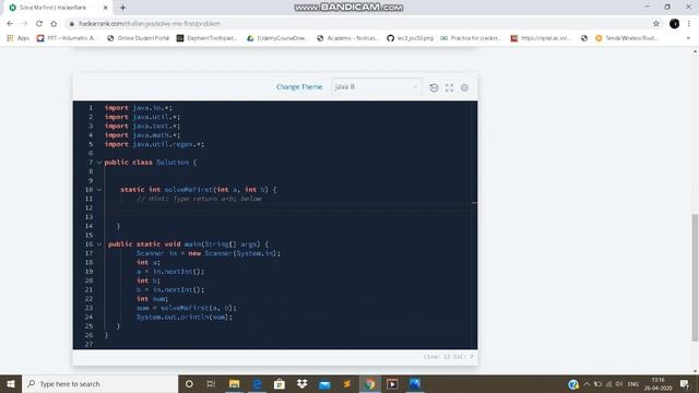 solveMeFirst Hackerrank with Solution in java|sum of two integers in java |beginners #coding #jav смотреть онлайн