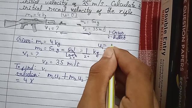 From A Rifle Of Mass 4 Kg, A Bullet Of Mass 50 G Is Fired With An Initial Velocity Of 35 M/s. Calcu