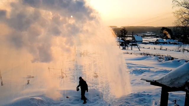 Эксперименты. Красивое превращение воды в пар на морозе. Замедленная съемка. FHD. Experiments. смотреть онлайн