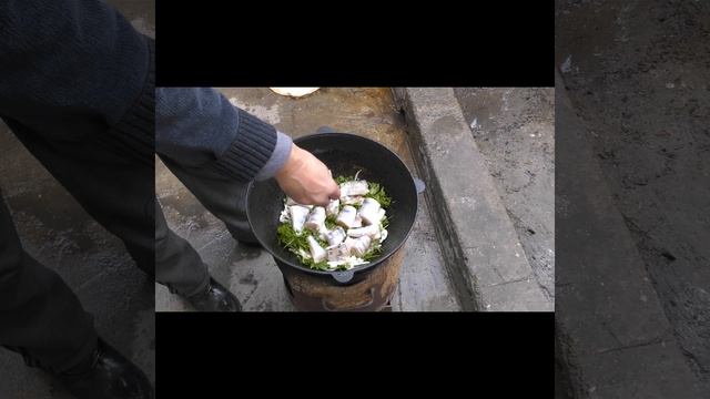 РЫБА в КАЗАНЕ на КОСТРЕ. РЫБА с ОВОЩАМИ ТУШЕНАЯ с ЛУКОМ в ТОМАТЕ. смотреть онлайн