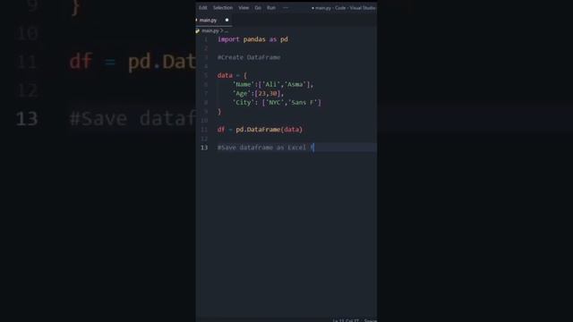 I Convert Pandas Dataframe into Excel File using Python in 6sec | #python #coding #code #programmin смотреть онлайн