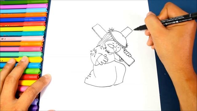 Cómo dibujar a Jesús cargando la Cruz | How to draw Jesus Carrying the Cross смотреть онлайн