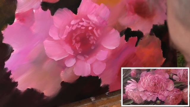 How to paint peonies. Oil painting. Workshop in English смотреть онлайн