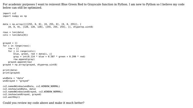 Code Review: Reinventing BGR to Grayscale OpenCV convert function in Python смотреть онлайн