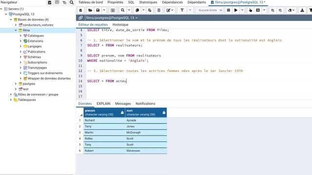 SQL ET POSTGRE 5.29 Solution 1 : Les requêtes de sélection смотреть онлайн