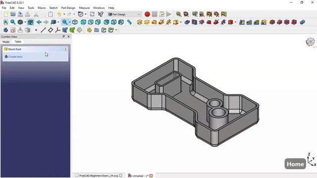 FreeCAD Beginners tutorial: practical exercise 34 смотреть онлайн