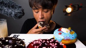 ASMR DONUTS & COFFEE (Soft Eating Sounds) Doughnuts Eating Challenge & Ice Coffee | McBang ASMR