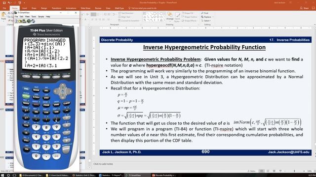 Statistics 2.17.4.3 Inverse Hypergeometric TI-84 Program смотреть онлайн