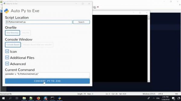convert py to exe by using auto-py-to-exe