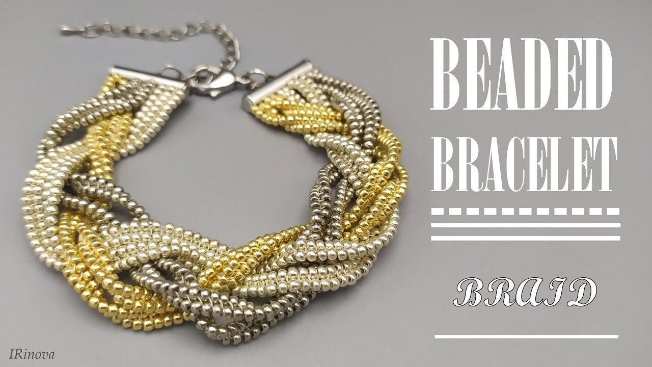 КАК СДЕЛАТЬ БРАСЛЕТ ИЗ БИСЕРА СВОИМИ РУКАМИ _КОСА_ _ HOW TO MAKE A BRACELET FROM BEADS _BRAID_ смотреть онлайн
