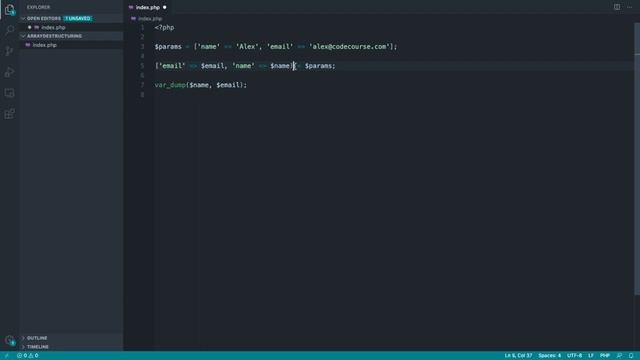 Array Destructuring in PHP: Using the shorthand syntax (3/9) смотреть онлайн