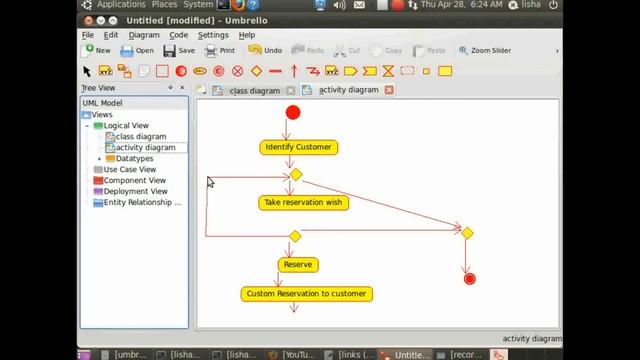 Umbrello UML Modeller - Creating Activity Diagram смотреть онлайн
