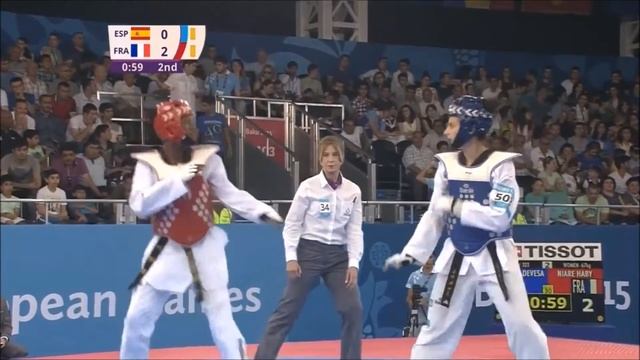 Taekwondo WTF. Baku 2015 European Games. Quarterfinal. W-67. Pineiro Devesa-Niare. смотреть онлайн