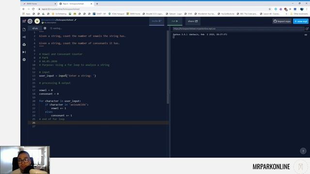 Vowels & Consonants Counter w/ For Loop | Python Iterations U3BL2 смотреть онлайн