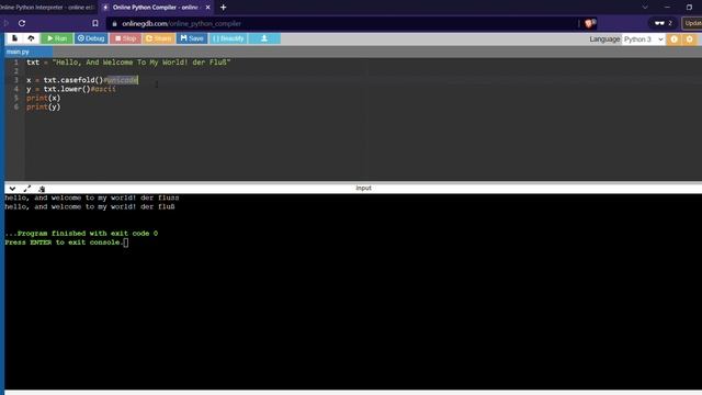 How casefold() and lower() functions are not same? смотреть онлайн