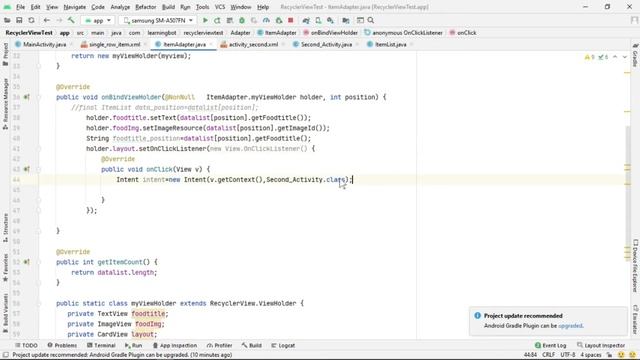 How to Pass data with onclickListener to Other activity in RecyclerView смотреть онлайн