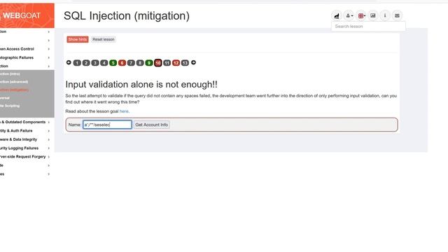 Webgoat SQL Injection mitigation смотреть онлайн