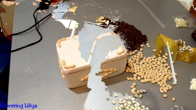 Шкатулка из кофейных зерен с добавлением элементов из фасоли. смотреть онлайн