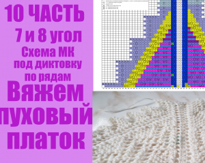10 Часть. Вяжем пуховый платок углы 7 и 8 - завершение.
