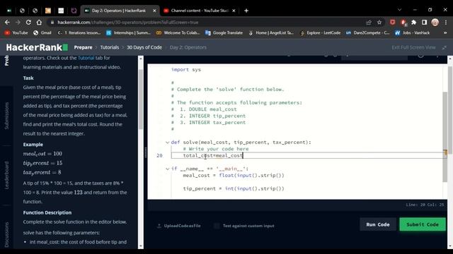 Day 2 | Operators | 30 - Days of Code in Python | HackerRank смотреть онлайн